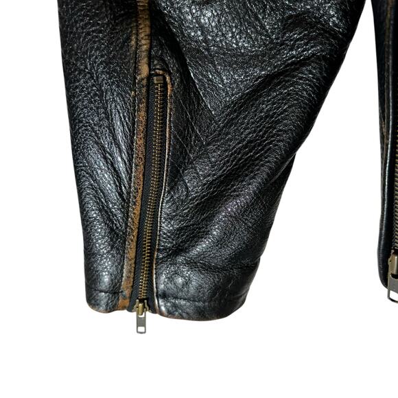 VTG 90s Wilsons M Julian Distressed Cafe Racer Leather Moto Jacket Dark Brown L - Picture 6 of 16